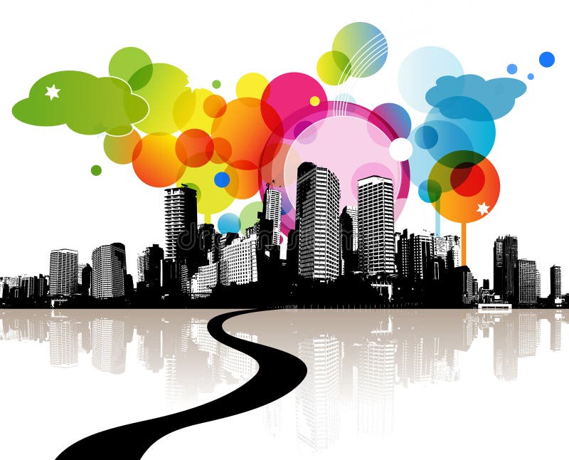 Ilustración abstracta con la ciudad. libre illustration Ilustración abstracta con la ciudad. libre illustration
