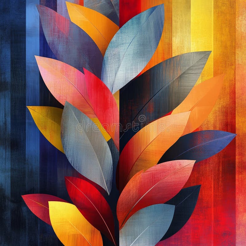 Ilustración abstracta de hojas en estilo geométrico stock de ilustración