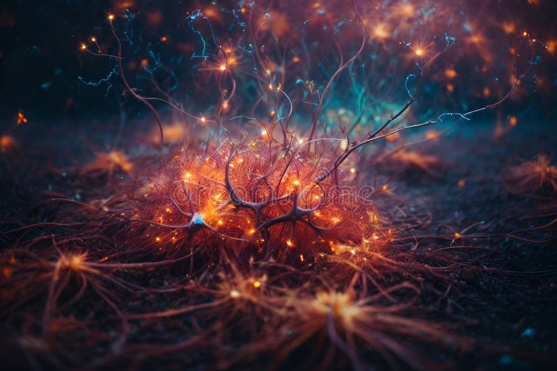 Ilustración abstracta de neuronas que disparan el cerebro humano. ilustración del vector