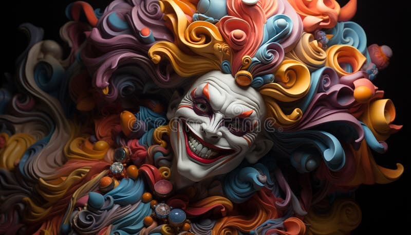 Ilustración abstracta de un dragón de caricatura sonriente con disfraz colorido generado por ai ilustración del vector