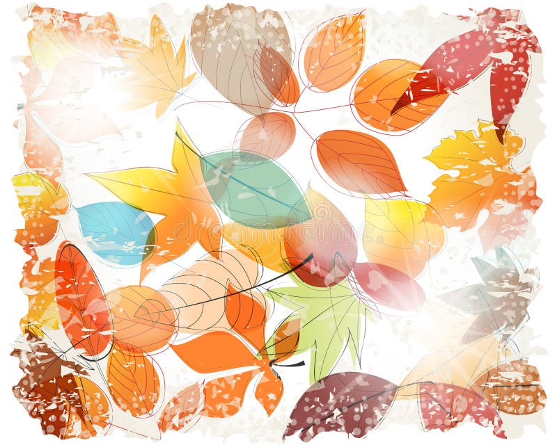 Ilustración colorida de las hojas de otoño de la vendimia ilustración del vector Ilustración colorida de las hojas de otoño de la vendimia ilustración del vector
