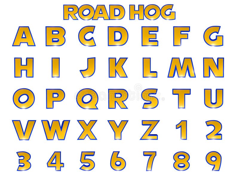 Ilustración 3d del alfabeto del juego de video azul del gancho de carretera
