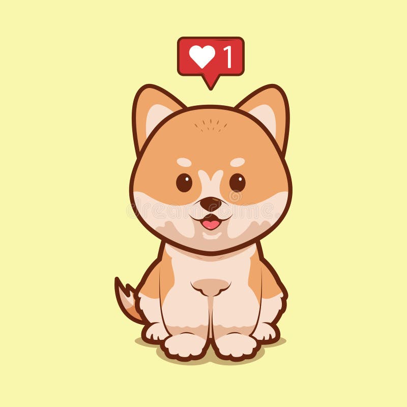 Ilustración de akita inu sentado con icono del amor. ilustración vectorial de akita inu libre illustration