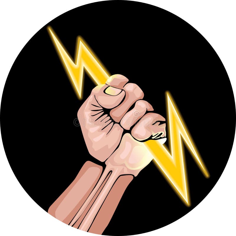 Ilustración de Ector del relámpago en la mano. ilustración del vector Ilustración de Ector del relámpago en la mano. ilustración del vector