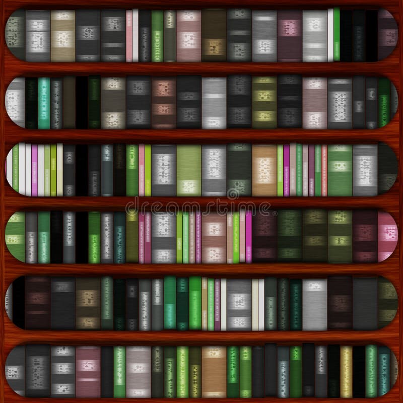 Ilustración de estanterías vintage con libros. cerrar. stock de ilustración