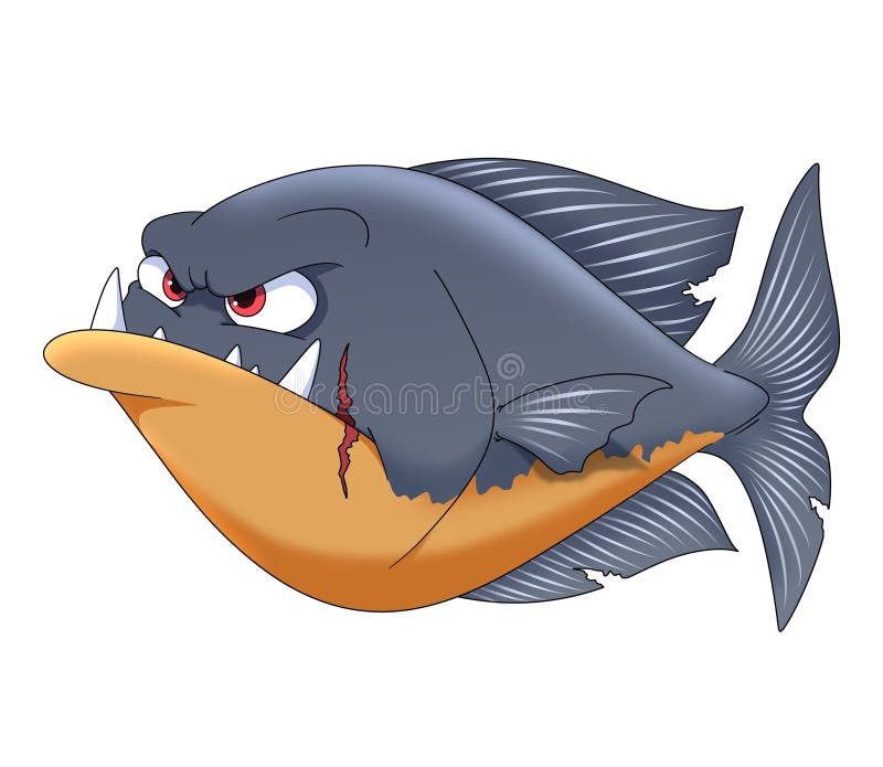 Illustration of angry piranha cartoon. Illustration of angry piranha cartoon