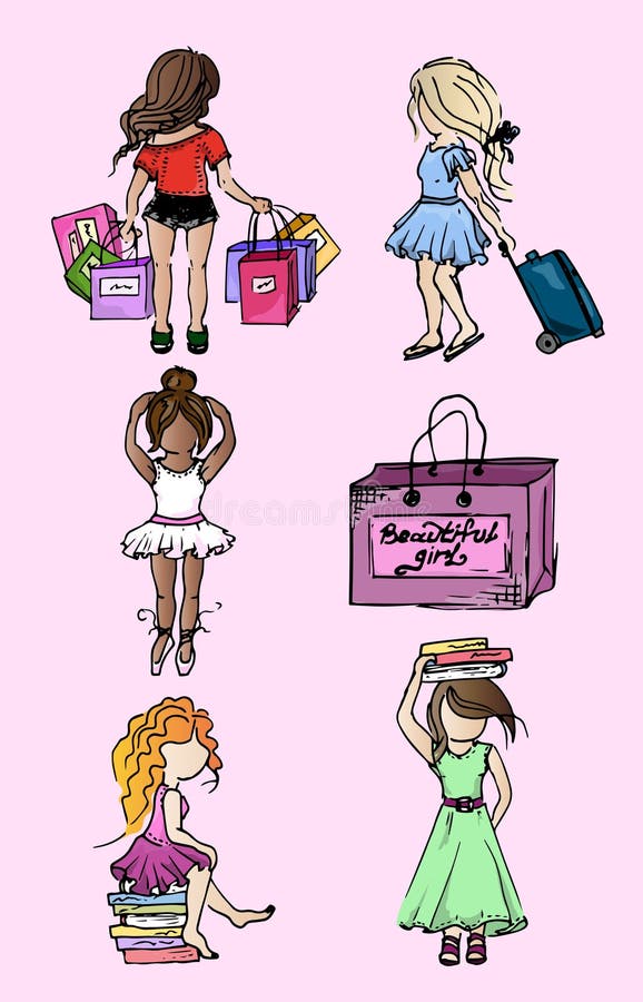 Ilustración de la muchacha linda Muchacha brillante Estudiantes el días de fiesta libre illustration Ilustración de la muchacha linda Muchacha brillante Estudiantes el días de fiesta libre illustration