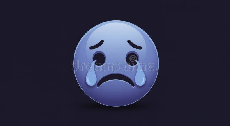 Emoticono Triste, Emoji de Cara Llorando, Ilustración de Renderizado 3D stock de ilustración
