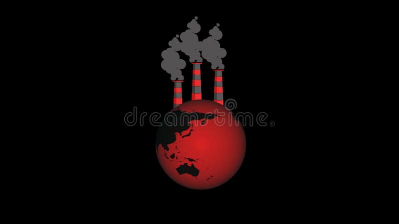 Ilustración de los efectos del calentamiento global causado por la contaminación del aire stock de ilustración