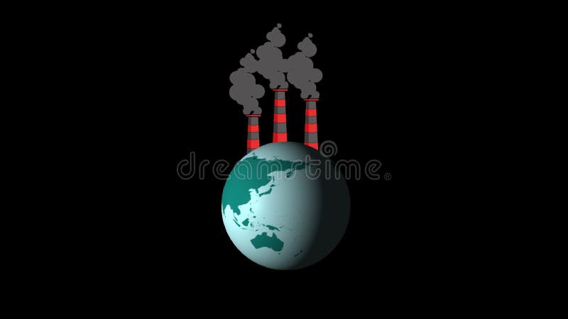 Ilustración de los efectos del calentamiento global causado por la contaminación del aire ilustración del vector