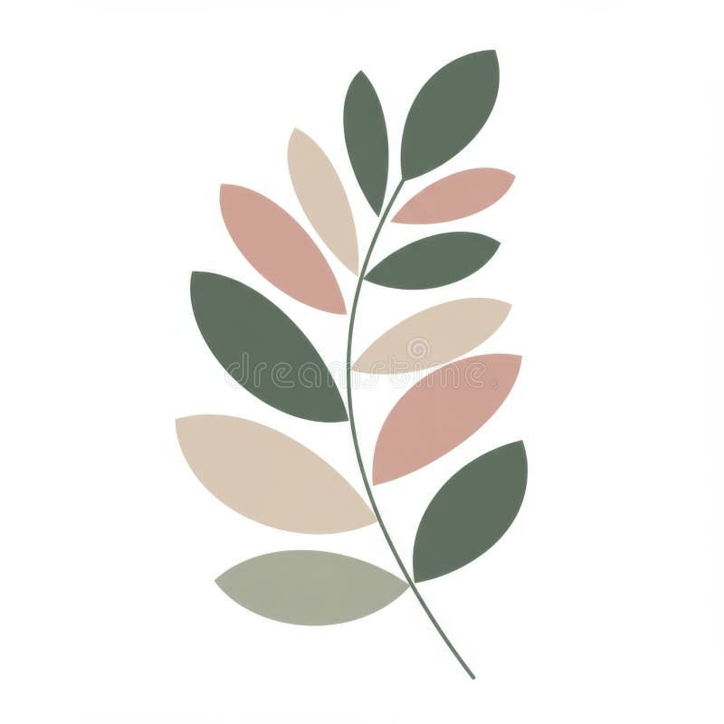 Ilustración de rama de hoja rosada verde pastel libre illustration
