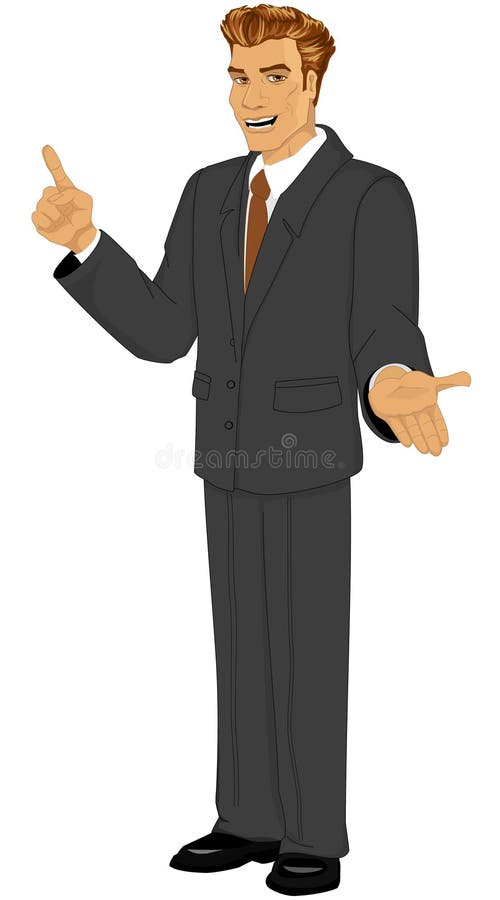 Illustration of an explaining business man. Illustration of an explaining business man