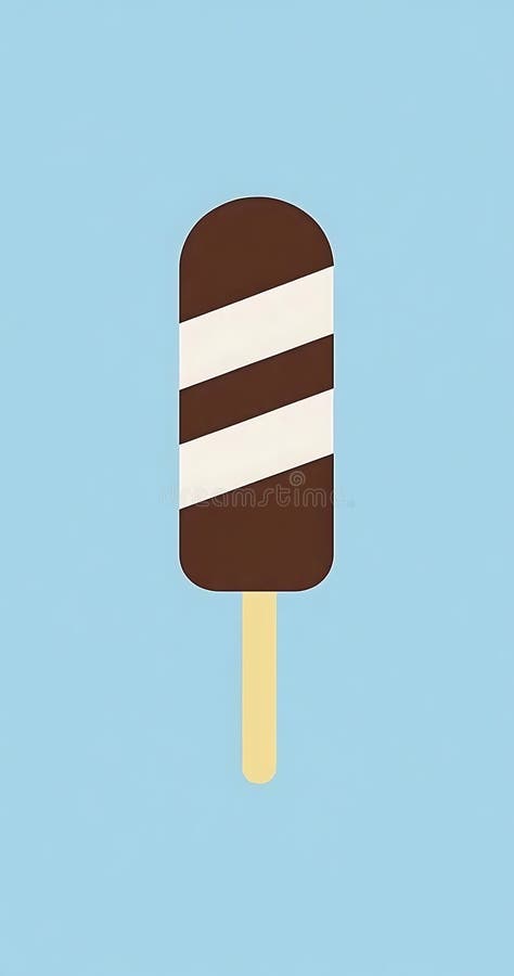 Ilustración de una pala con diseño de espiral de chocolate y vainilla sobre un palo contra un stock de ilustración