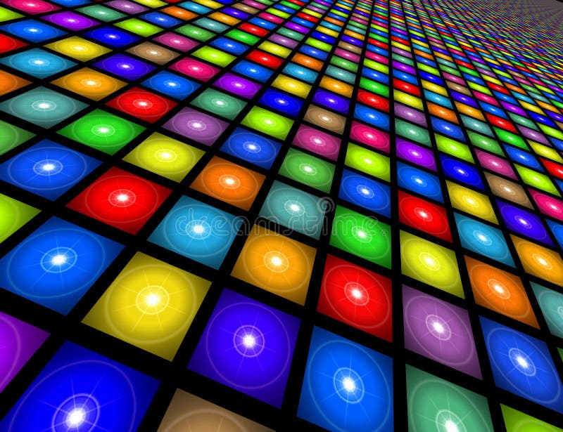 Multi colored lights that give the appearance of a dance floor. Multi colored lights that give the appearance of a dance floor.