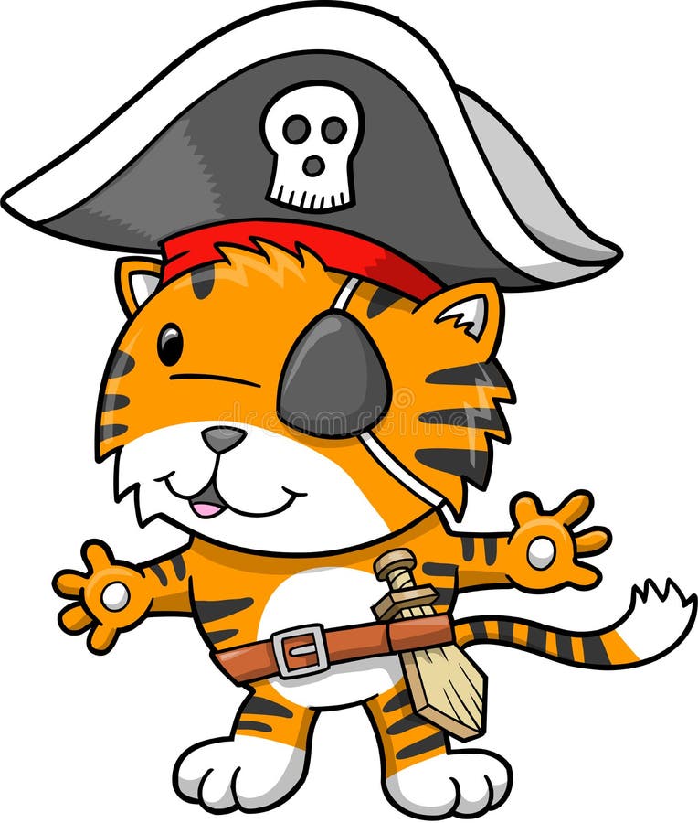 Ilustración del vector del tigre del pirata libre illustration Ilustración del vector del tigre del pirata libre illustration
