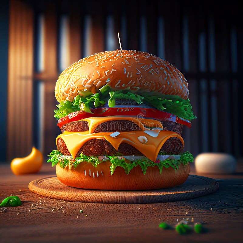 Ilustración generativa clásica cheeseburger ai stock de ilustración