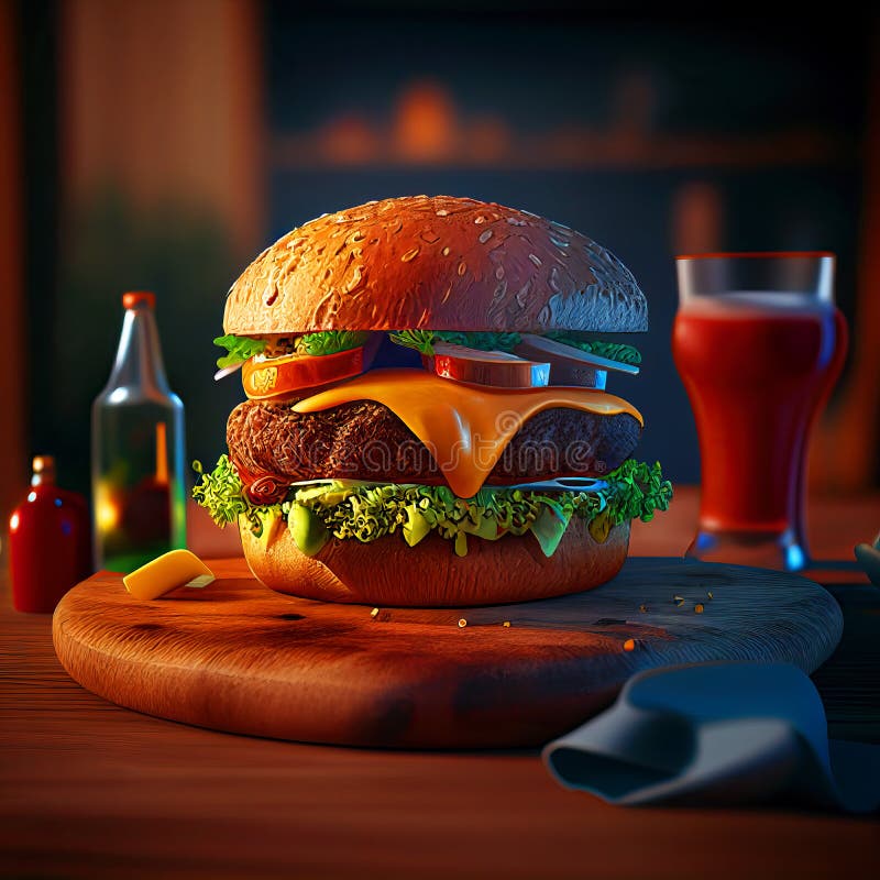 Ilustración generativa clásica cheeseburger ai stock de ilustración