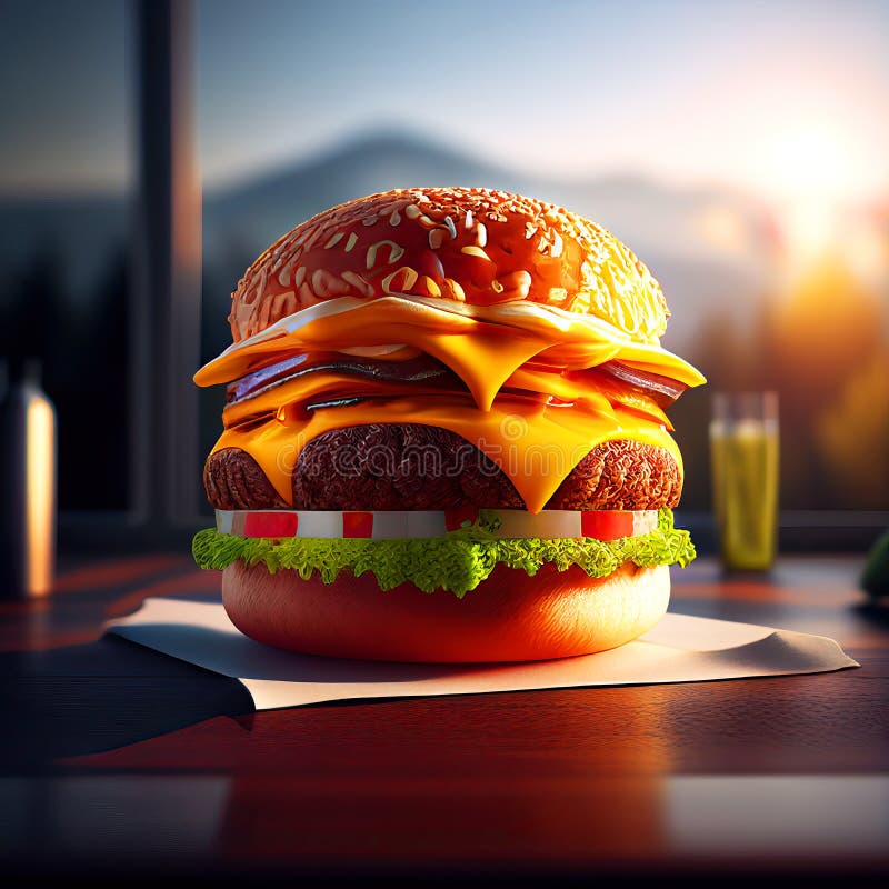 Ilustración generativa clásica cheeseburger ai ilustración del vector