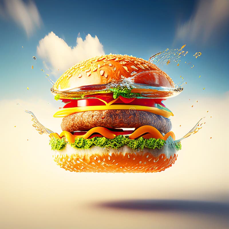 Ilustración generativa clásica cheeseburger ai stock de ilustración