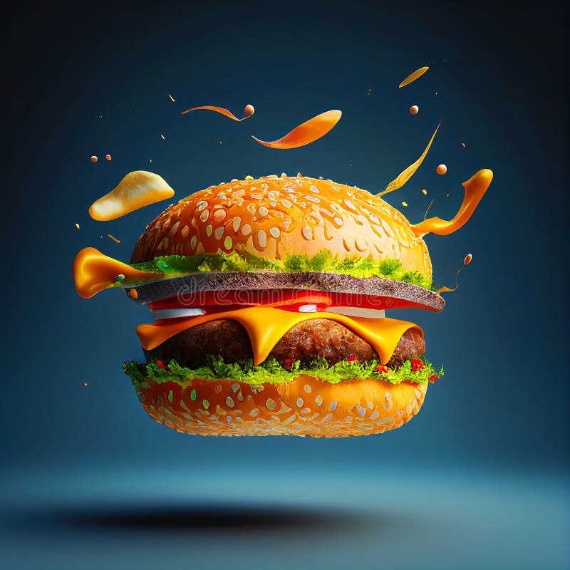 Ilustración generativa clásica cheeseburger ai stock de ilustración