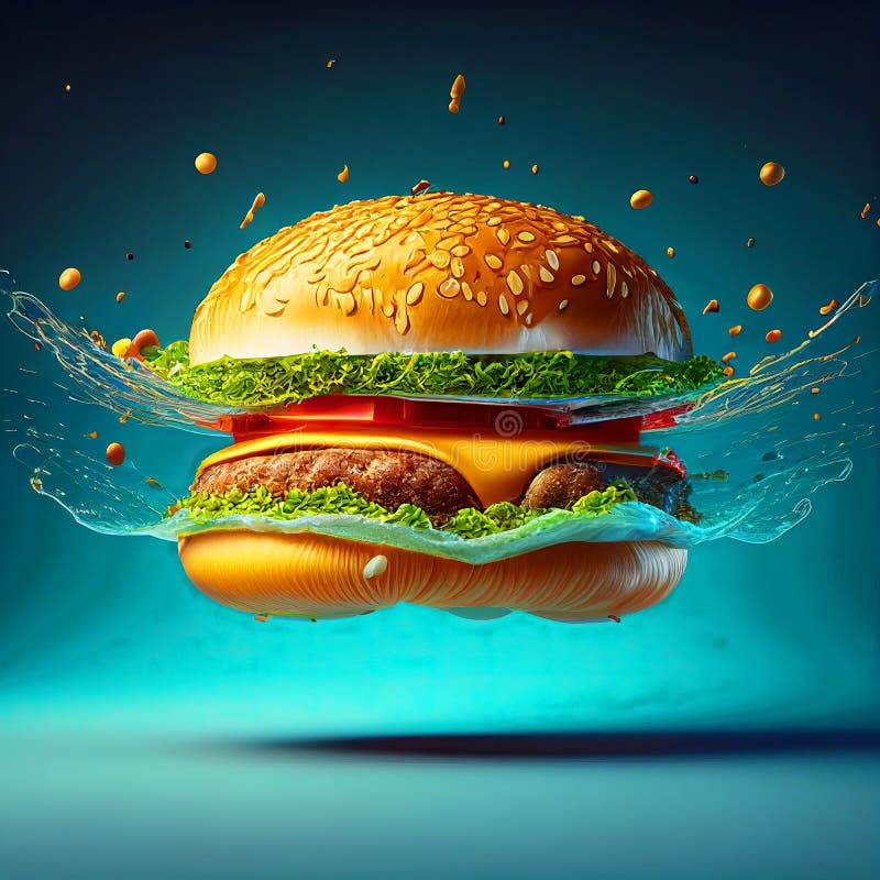 Ilustración generativa clásica cheeseburger ai stock de ilustración