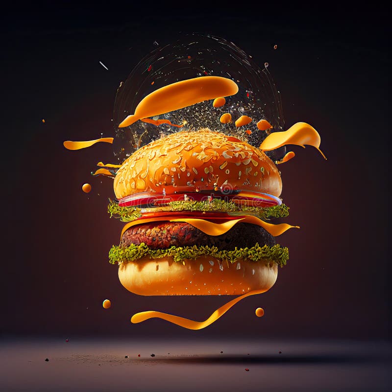 Ilustración generativa clásica cheeseburger ai stock de ilustración