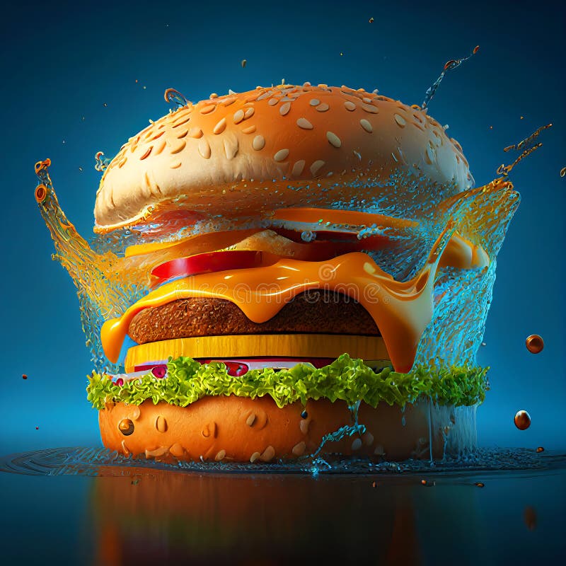 Ilustración generativa clásica cheeseburger ai. Ilustración de fantasía generada con midtrip ai durante mi actual suscripción pagada la más alta suscripción pro.