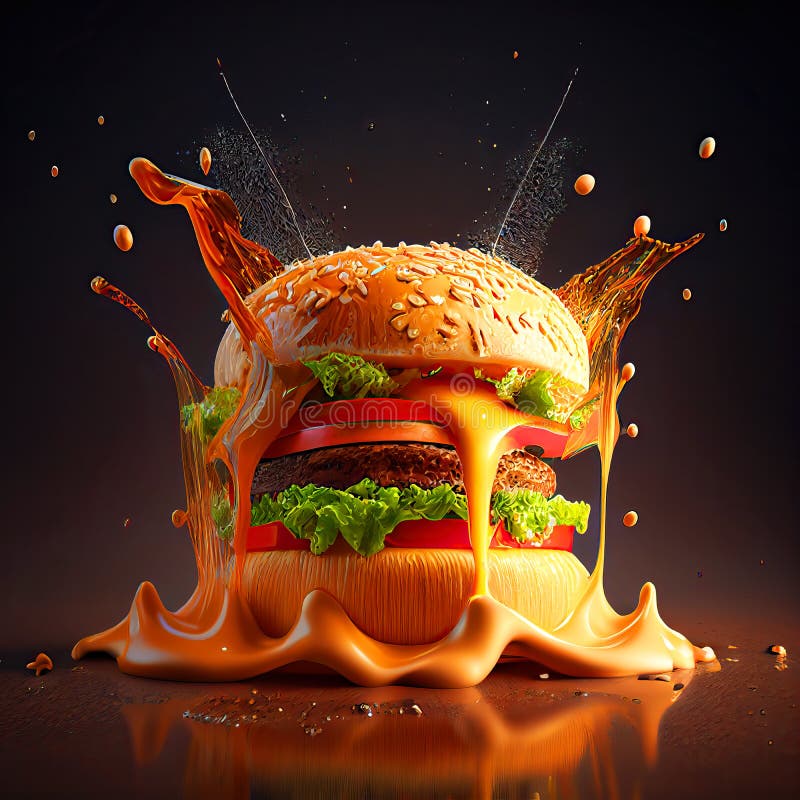 Ilustración generativa clásica cheeseburger ai ilustración del vector
