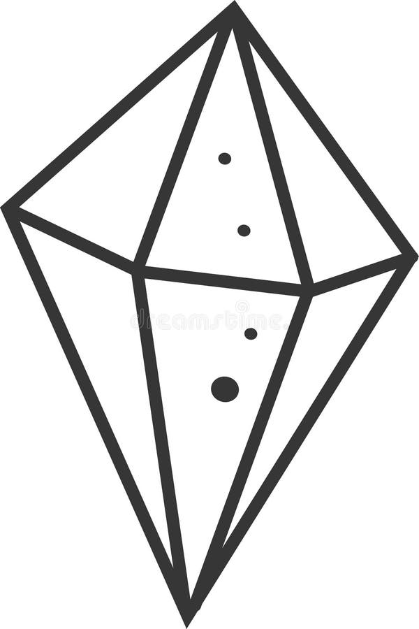 Ilustración minimalista con forma de diamante dibujado a mano con líneas negras simples y puntos que crean una estética moderna li libre illustration