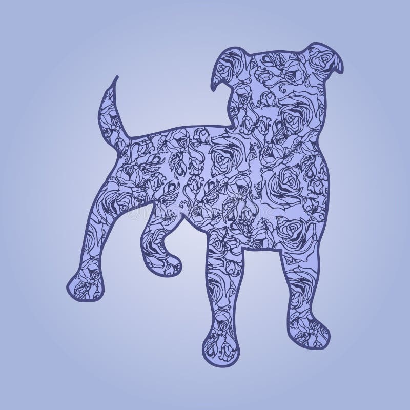 Ilustración Perro con las flores en un fondo azul ilustración del vector Ilustración Perro con las flores en un fondo azul ilustración del vector