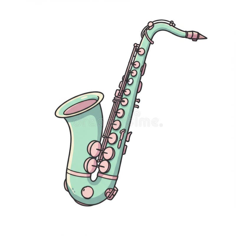 Ilustración saxofónica verde Pastel libre illustration