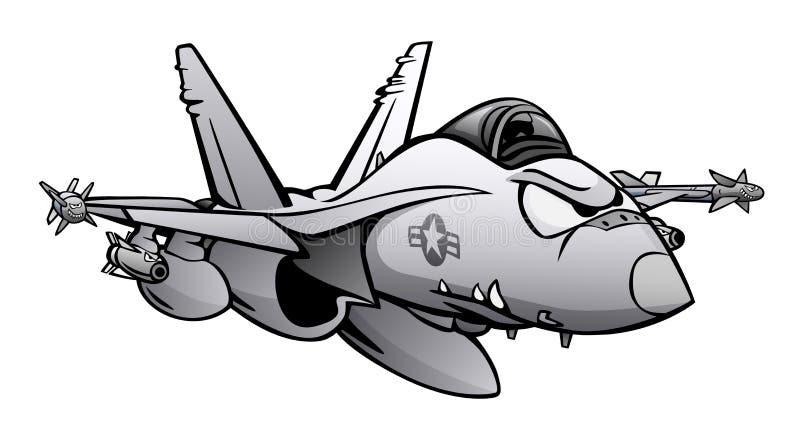 Ilustración vectorial aislada del ataque de aviones de combate militar ilustración del vector