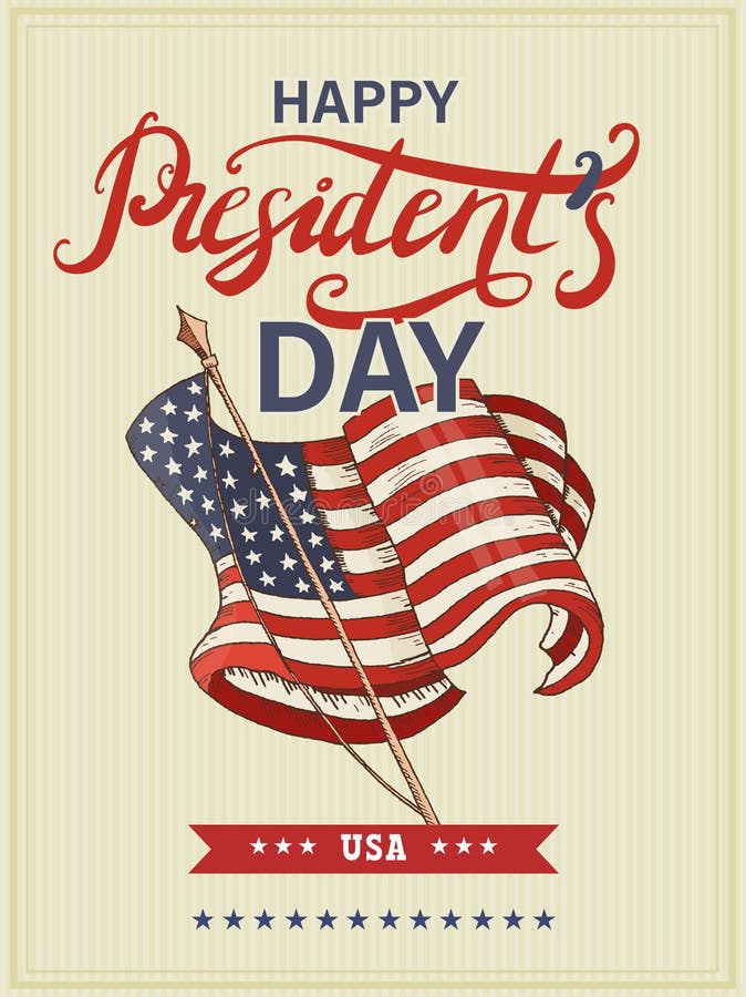 Ilustración vectorial con bandera del Día del Presidente en los Estados Unidos de América
