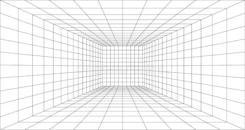 Ilustración vectorial 3d de fondo de cuadrícula perspectiva. plantilla de fondo de proyección de modelo. perspectiva de línea de u