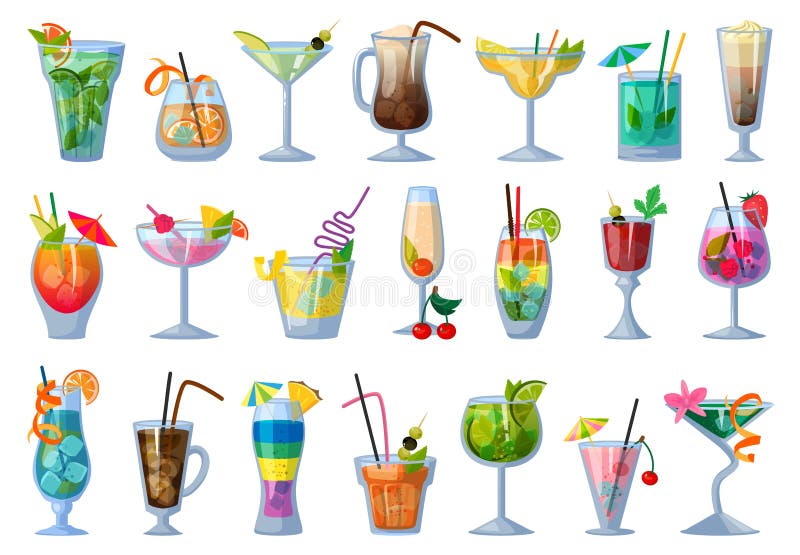 Ilustración vectorial de cóctel de verano sobre fondo blanco. icono del conjunto de dibujos animados vectores bebida fresca . icon