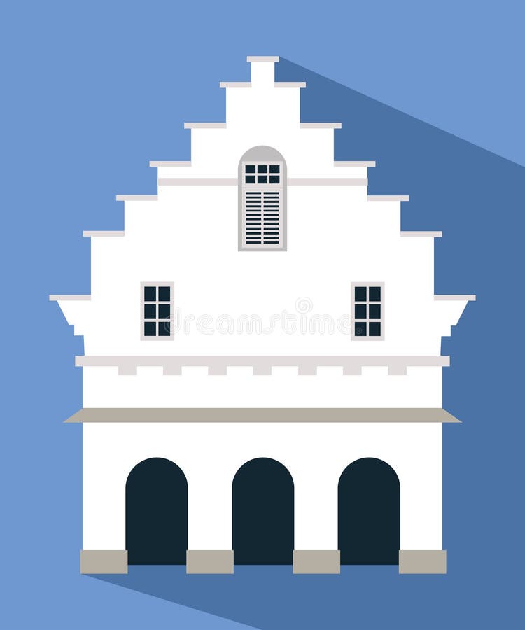 Casa Colonial Holandesa Del Estilo Ilustración del Vector - Ilustración