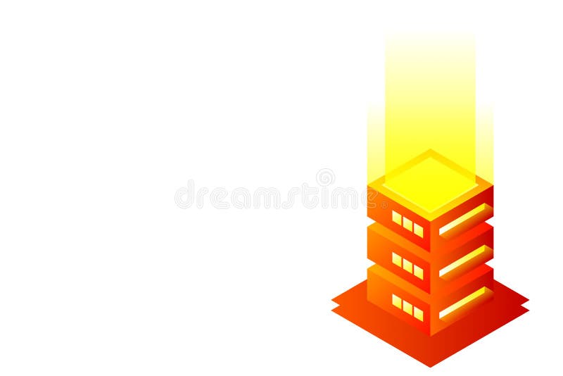 Ilustración vectorial isométrica del centro de datos. abstract 3d hosting server o data center room background. ilustración del vector