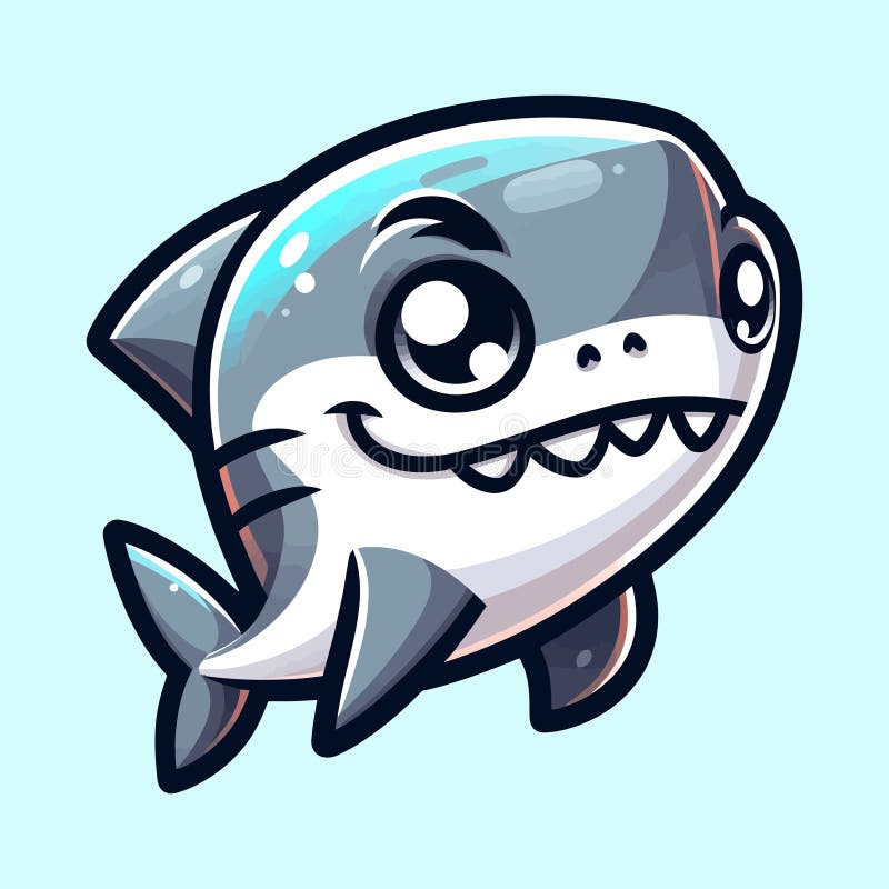 flat vector illustration of a cute shark in cartoon style isolated. flat vector illustration of a cute shark in cartoon style isolated