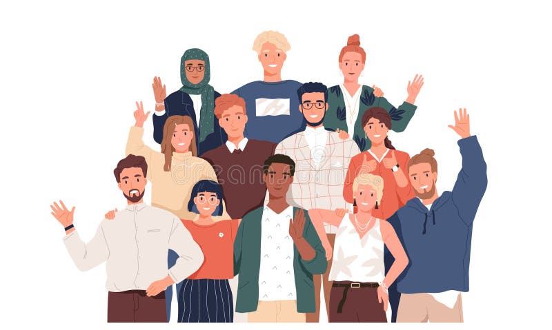 Ilustración vectorial plana del equipo multicultural Unidad en la diversidad Caricatura de personas de diferentes nacionalidades libre illustration