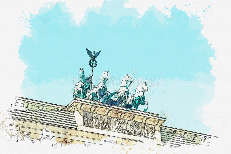 Ilustracja Brandenburg brama w Berlin lub, Niemcy ilustracja wektor Ilustracja Brandenburg brama w Berlin lub, Niemcy ilustracja wektor