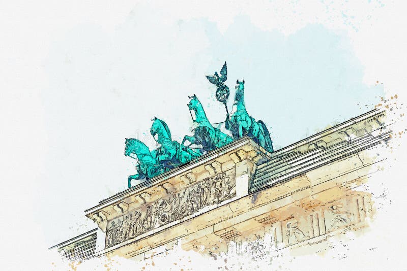 Ilustracja Brandenburg brama w Berlin lub, Niemcy ilustracji Ilustracja Brandenburg brama w Berlin lub, Niemcy ilustracji