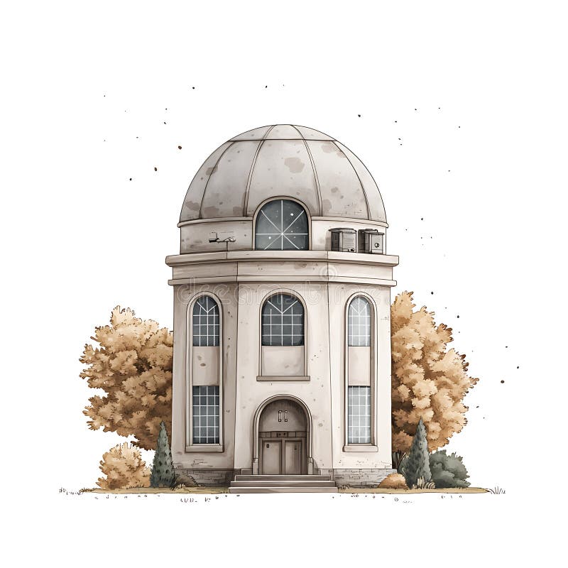 Ilustracja Charming Vintage Observatory Building ilustracji