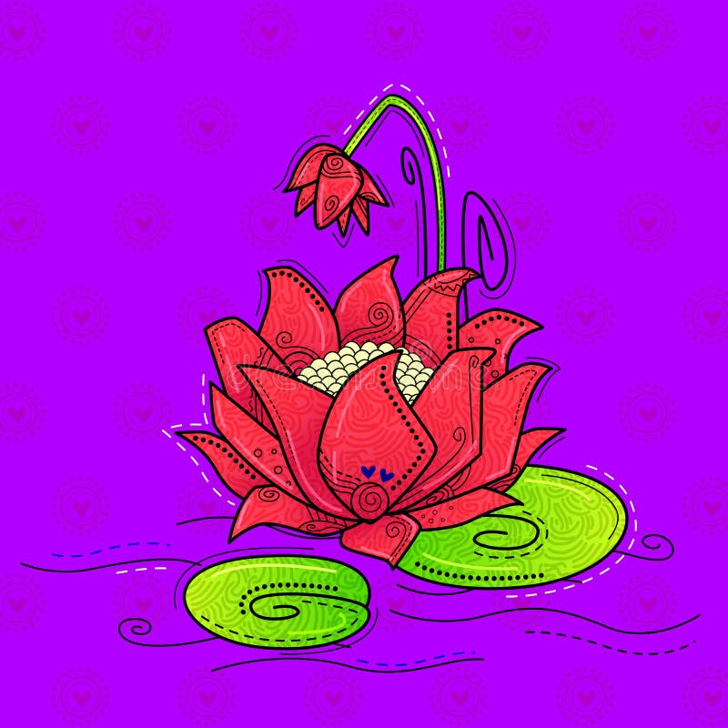 Ilustracja desi indiański styl sztuki lotus/water lily flower ilustracji Ilustracja desi indiański styl sztuki lotus/water lily flower ilustracji