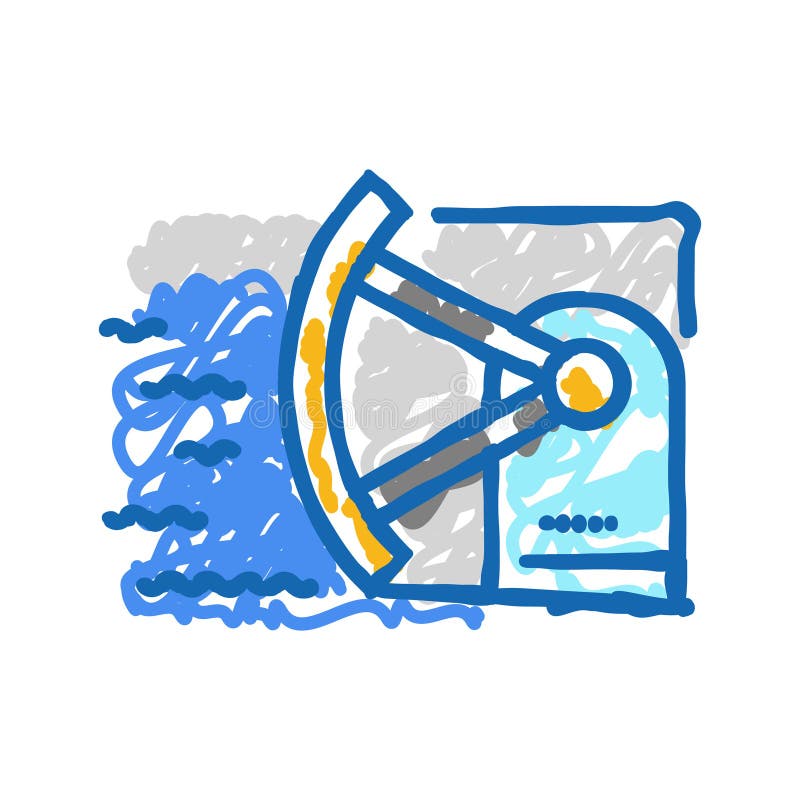 Ilustracja doodle ikony zasilania hydroelektrycznego bramy wycieku ilustracja wektor