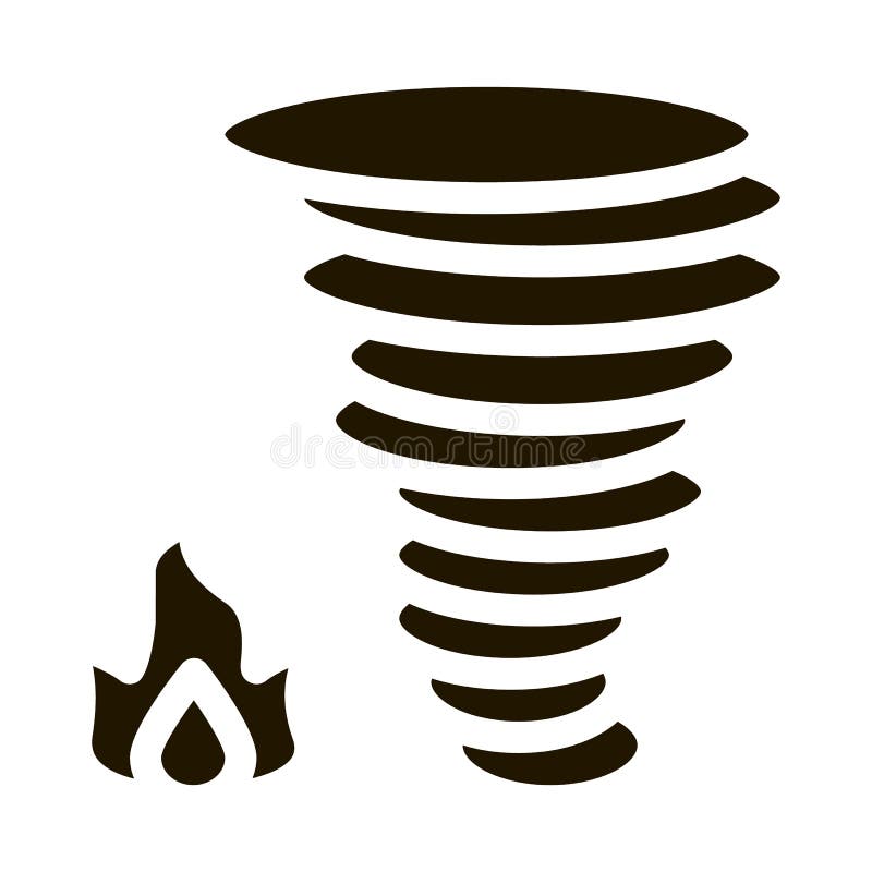 Ilustracja glifu wektora ikony tornada. Nagraj wektor ikony glifu tornado. znak tornada płonącego ognia. ilustracja symbolu izolowanego