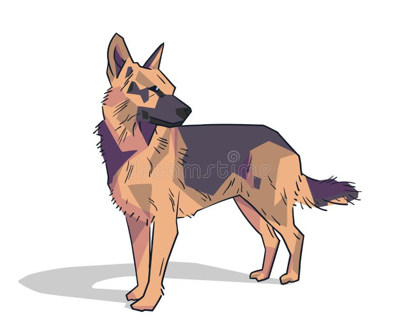 Illustration of german shepherd standing. Illustration of german shepherd standing