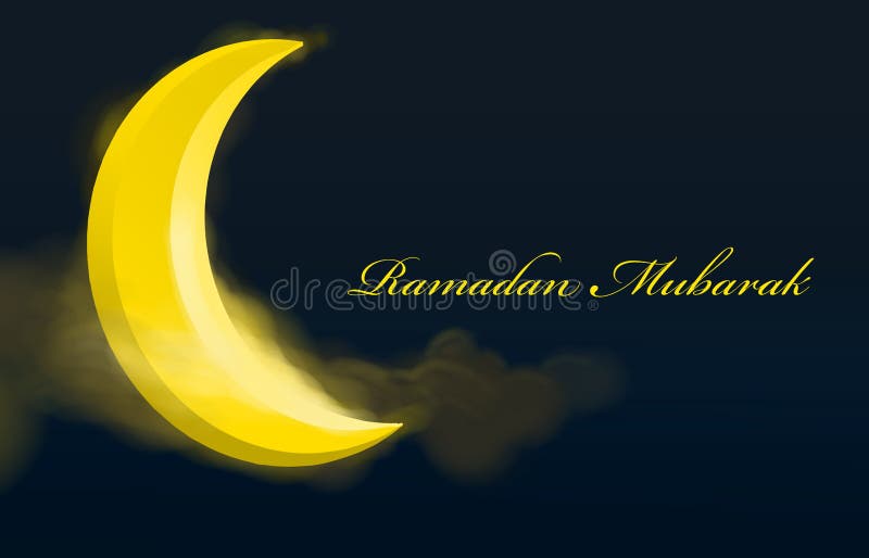 Ilustracja obrazu jasnego księżyca z pismem ramadan kareem royalty ilustracja