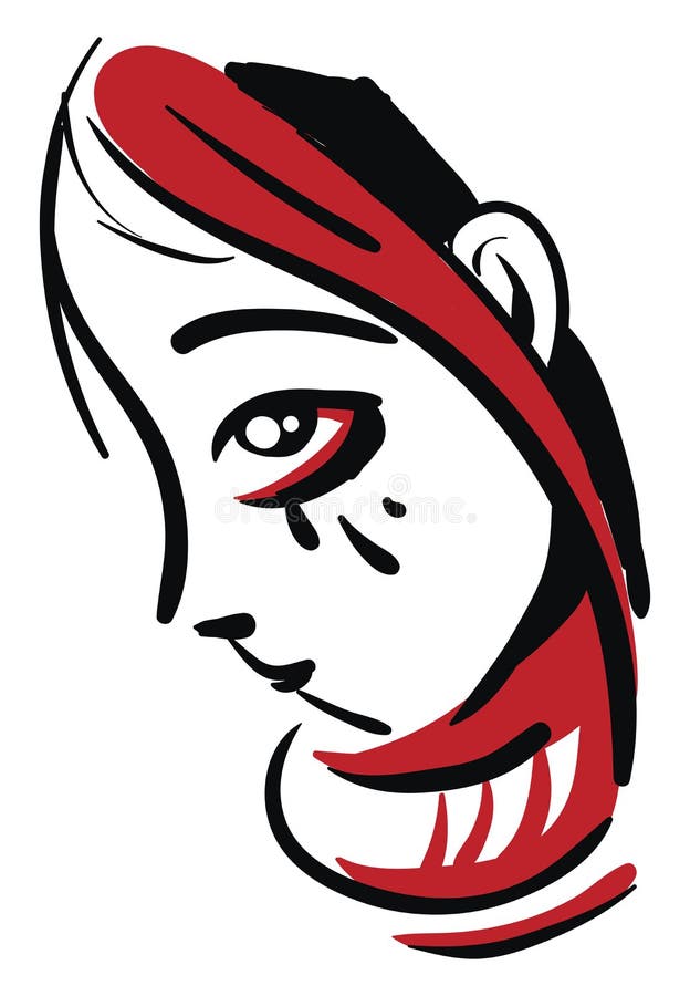 Crying red head girl vector illustration on white background. Crying red head girl vector illustration on white background