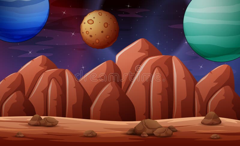 Ilustracja sceny tła planety pustynnej ilustracja wektor Ilustracja sceny tła planety pustynnej ilustracja wektor