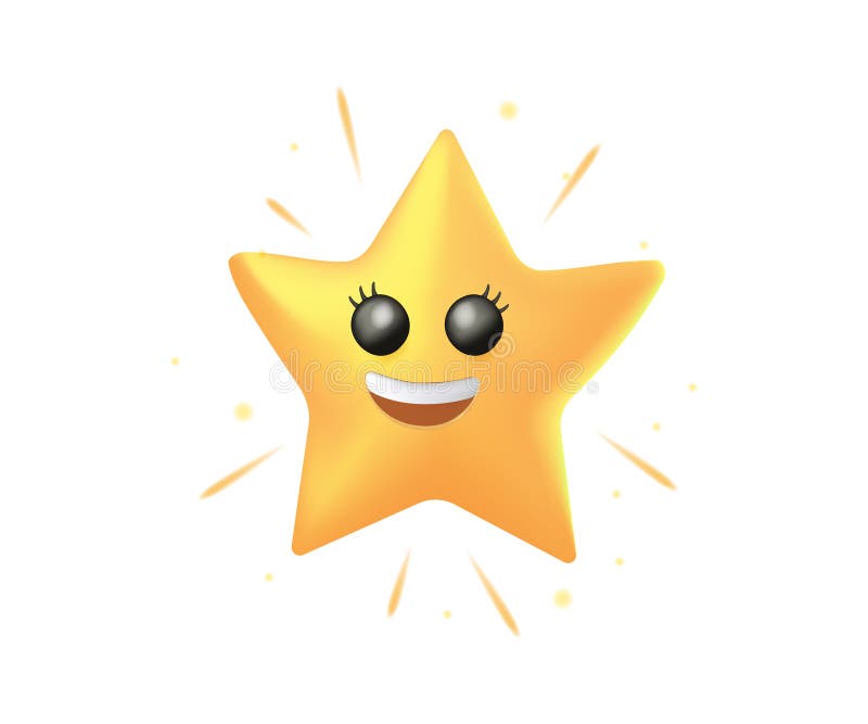 Ilustracja Twinkle littele star 3D. Ikona wektora gwiazdy. Cartoon słodka gwiazda śmieszne emoji kawaii bliźniak postać. Złoty ilustracja wektor